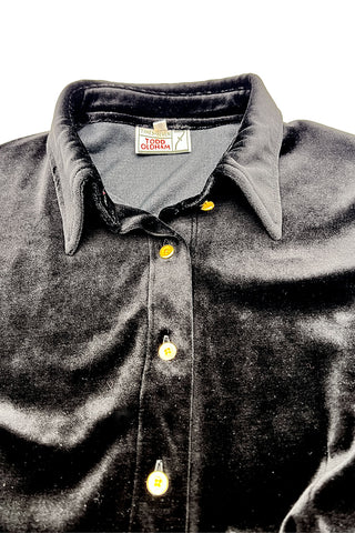 1993 Todd Oldham Times Seven Fitted Shirt in Stretch Velvet