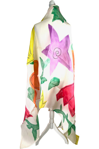 Spring 1991 Todd Oldham Basket Weave Silk Organza Hand-Painted Stole