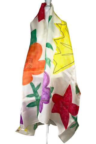 Spring 1991 Todd Oldham Basket Weave Silk Organza Hand-Painted Stole