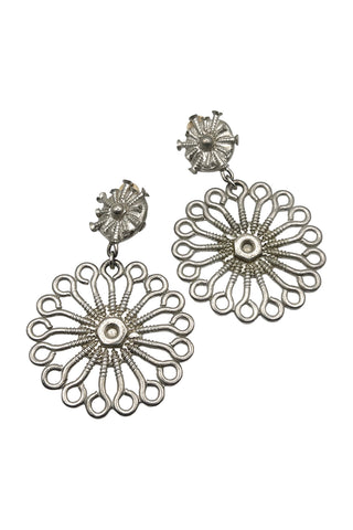 1994 Todd Oldham Silver-Plated Screw-Back Drop Earrings