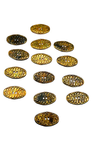 1995 Todd Oldham Oval Ebonized Copper Scribble Buttons, Set of 14