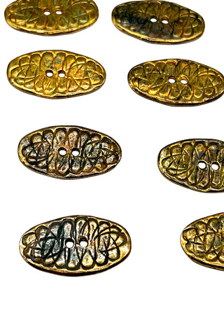 1995 Todd Oldham Oval Ebonized Copper Scribble Buttons, Set of 14