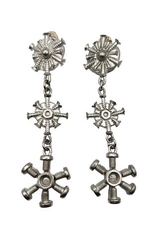 1994 Todd Oldham Silver-Plated Three-Tier Drop Earrings