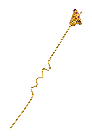 Spring 1994 24 kt Gold Plated Shell Hair Pin with Swarovski Crystals