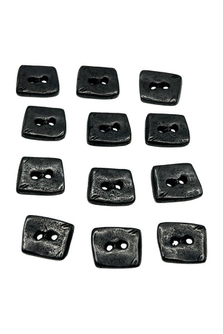 Vintage Todd Oldham Ebonized Rectangular Sew Through Buttons, Set of 12
