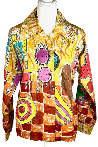 Fall 1992 Todd Oldham Living Room Print Silk Organza Shirt