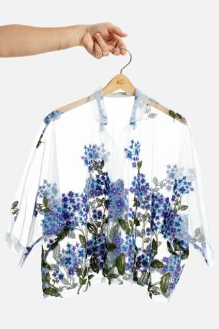 Blue Hydrangea Sheer Shirt