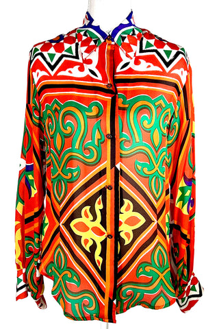 Spring 1995 Todd Oldham Printed Silk Chiffon Shirt