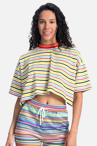 Candy Colored Surfer Stripe Crop Top