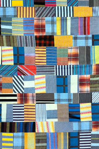 Set of 4 Vintage Poly Crepe Fabric Panels "Men's Shirt"