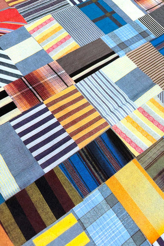 Set of 4 Vintage Poly Crepe Fabric Panels "Men's Shirt"