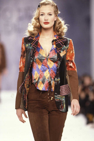 Silk Charmeuse Vintage Fabric Panel "Argyle"