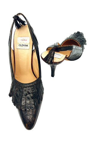 Fall 1995 Fringe Slingback Pump in Embossed Alligator, Size 39.5