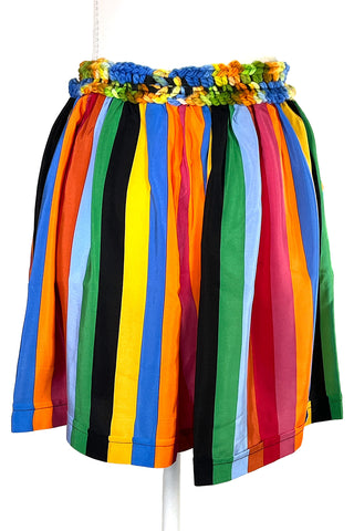 Spring 1992 Vintage Todd Oldham Fabric Rainbow Stripe Silk Chiffon Shorts