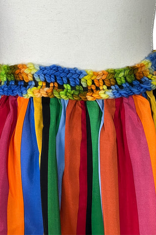 Spring 1992 Vintage Todd Oldham Fabric Rainbow Stripe Silk Chiffon Shorts
