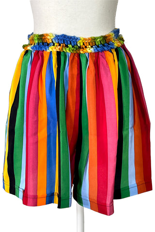 Spring 1992 Vintage Todd Oldham Fabric Rainbow Stripe Silk Chiffon Shorts
