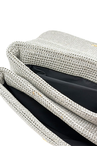 1996 Todd Oldham Silver Knit Handbag with 24 kt Gold Crown Closure