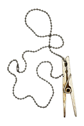 Spring 1995 Silver Plated Clothespin Necklace