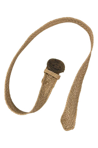 Woven Straw Belt with Ebonized 24 kt Gold Plated Buckle