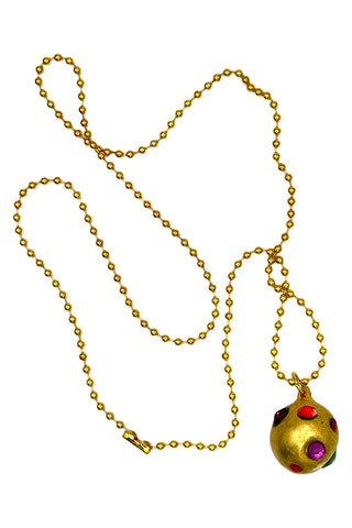 24 kt Gold and Swarovski Crystal Ball Charm Necklace