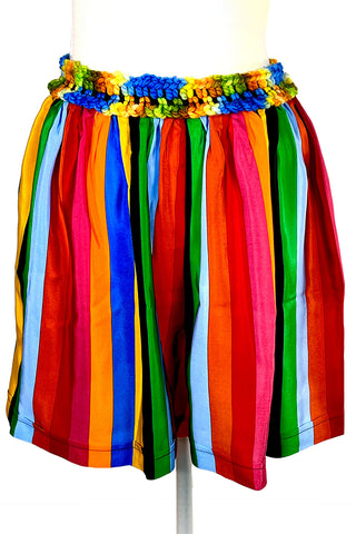 Spring 1992 Vintage Todd Oldham Fabric Rainbow Stripe Silk Chiffon Shorts