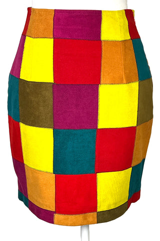 Fall 1991 Todd Oldham Ultrasuede Patchwork Skirt