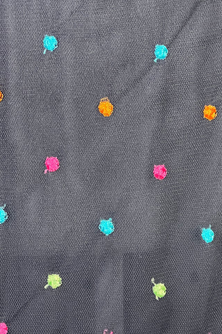 1994 Times Seven by Todd Oldham Embroidered Polka Dot Net Skirt