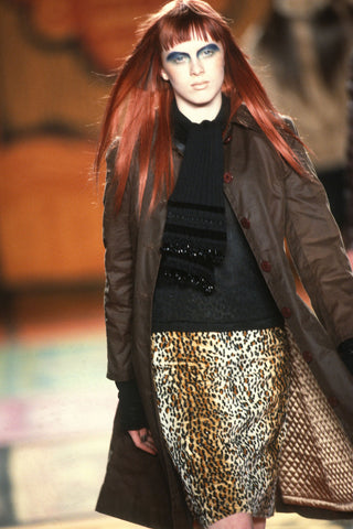 Fall 1997 Todd Oldham Beaded Ocelot Faux Fur Skirt
