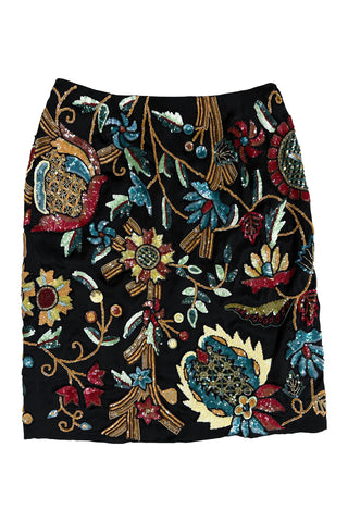 Fall 1998 Todd Oldham "Crewel Work" Hand Embroidered and Beaded Skirt