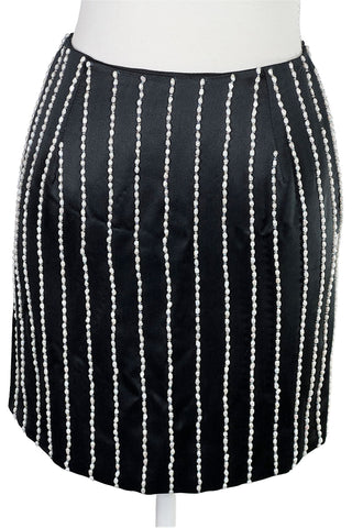 Spring 1998 Todd Oldham Silk Satin Skirt With Pearl Pinstripe