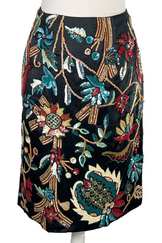 Fall 1997 Todd Oldham "Crewel Work" Hand Embroidered and Beaded Skirt