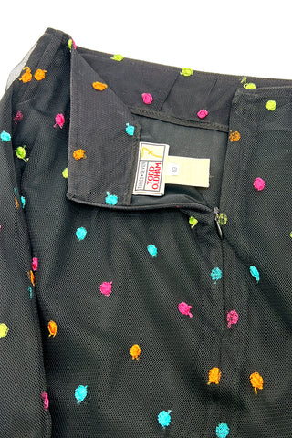 1994 Times Seven by Todd Oldham Embroidered Polka Dot Net Skirt