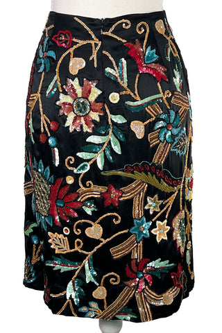 Fall 1997 Todd Oldham "Crewel Work" Hand Embroidered and Beaded Skirt
