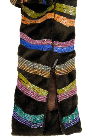 Fall 1997 Rainbow Stripe Sequin Faux Fur Turtle Neck