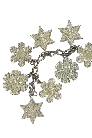 Fall 1994 Silver Plated Lacquered Snowflake Charm Bracelet