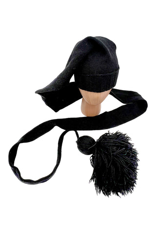 Fall 1994 Todd Oldham Black Nine Foot Sock Cap With Tassel