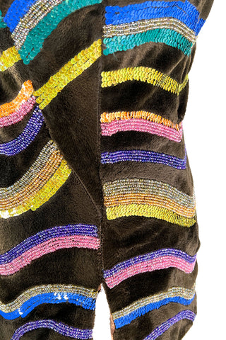 Fall 1997 Rainbow Stripe Sequin Faux Fur Turtle Neck