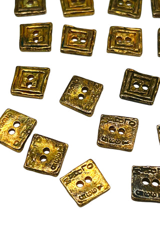 1995 Todd Oldham Ebonized Square Buttons, 24k Gold Plated, Set of 20