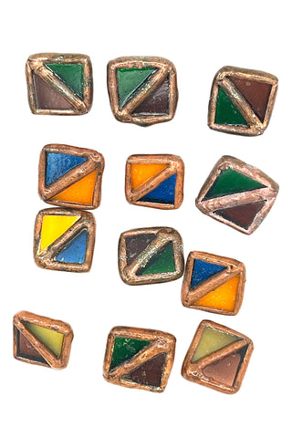 Todd Oldham Hand Made Stained Glass in Copper Buttons, Set of 12