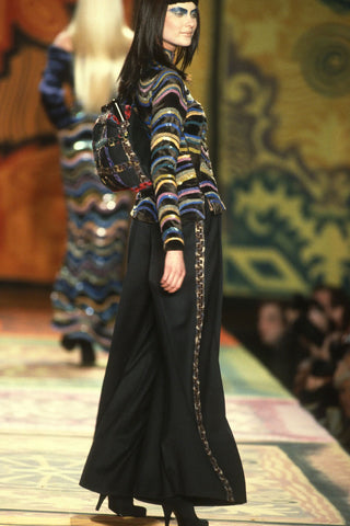 Fall 1997 Rainbow Stripe Sequin Faux Fur Turtle Neck