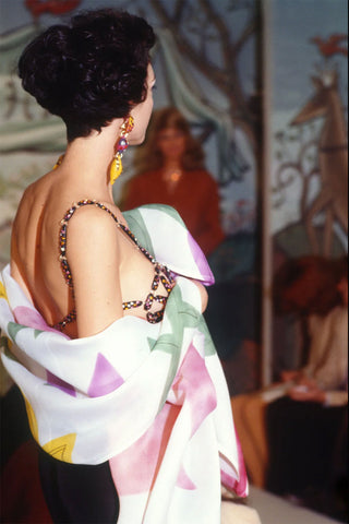 Spring 1991 Todd Oldham Basket Weave Silk Organza Hand-Painted Stole