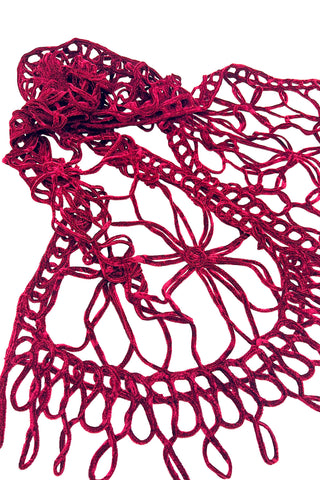 1990 Todd Oldham Crushed Rayon Red Velvet Scarf Runway Sample