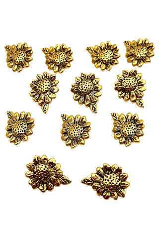1995 24 kt Gold Plated Sunflower Buttons, Set of 12
