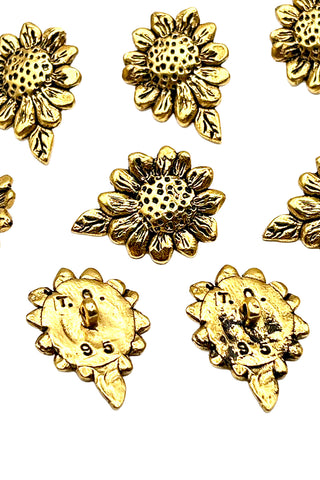 1995 24 kt Gold Plated Sunflower Buttons, Set of 12