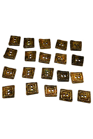 1995 Todd Oldham Ebonized Square Buttons, 24k Gold Plated, Set of 20