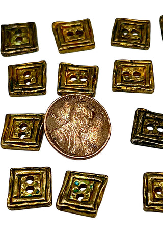 1995 Todd Oldham Ebonized Square Buttons, 24k Gold Plated, Set of 20