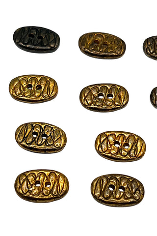 1995 Todd Oldham Ebonized Oval Buttons with 24k Gold Plating, Set of 20