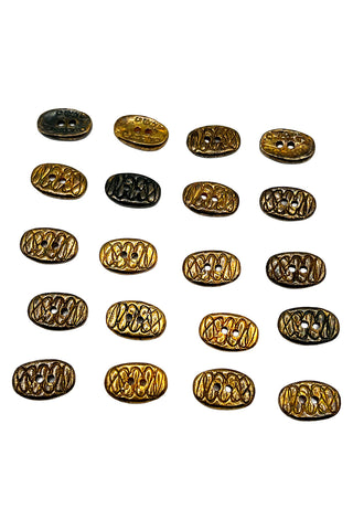 1995 Todd Oldham Ebonized Oval Buttons with 24k Gold Plating, Set of 20