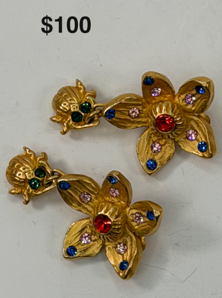 24 kt Gold plated Flower Drop Earrings