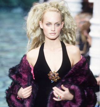 Fall 1996 Todd Oldham 24 kt Gold Plated With Ebonized Quatrefoil Jeweled Brooch Necklace